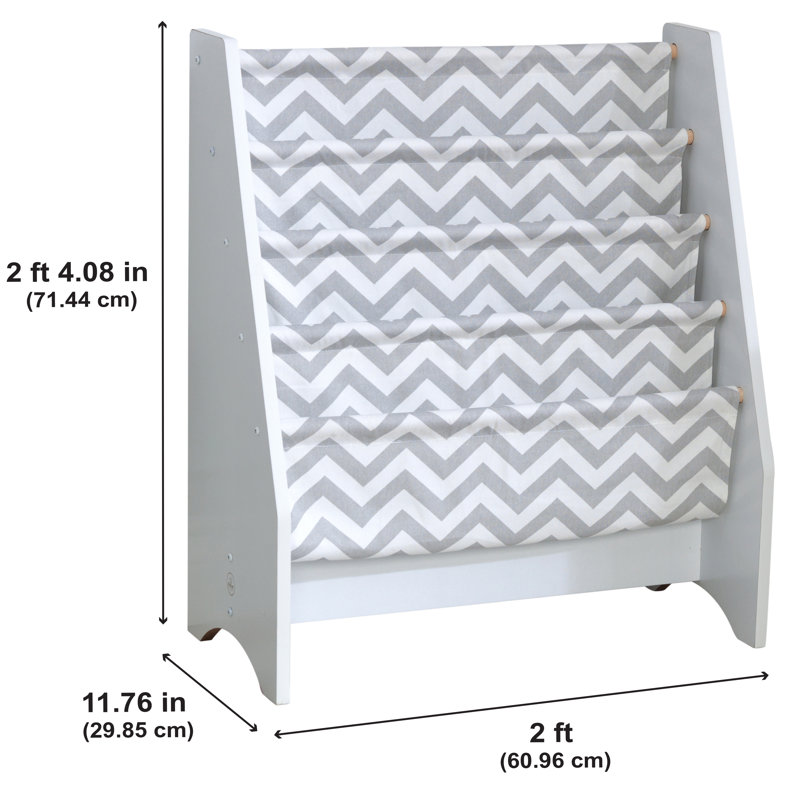 Sling Wooden Bookshelf, Grey/White