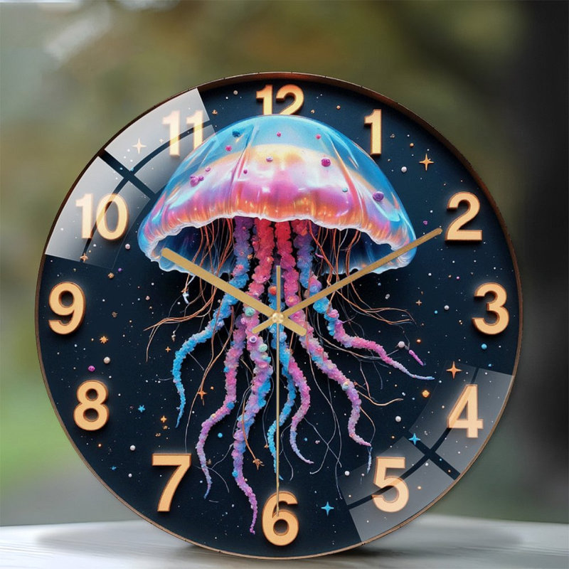 Horloge murale 12 po Glowing Jellyfish