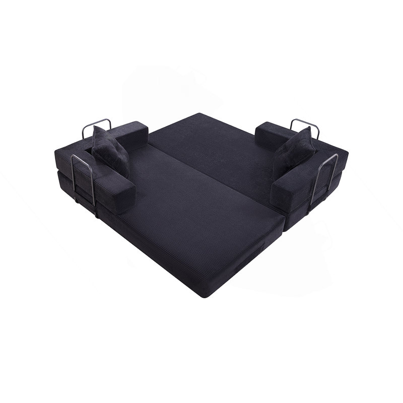 Canapé-lit Boneless Sleeper avec coussin carré, canapé pliant pour le salon et la chambre à coucher, Noir