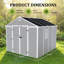 Remise de rangement extérieure en résine 8 x 8 pi avec fenêtre HD, matériau en PP de 12 mm, imperméable aux rayons UV et à la rouille