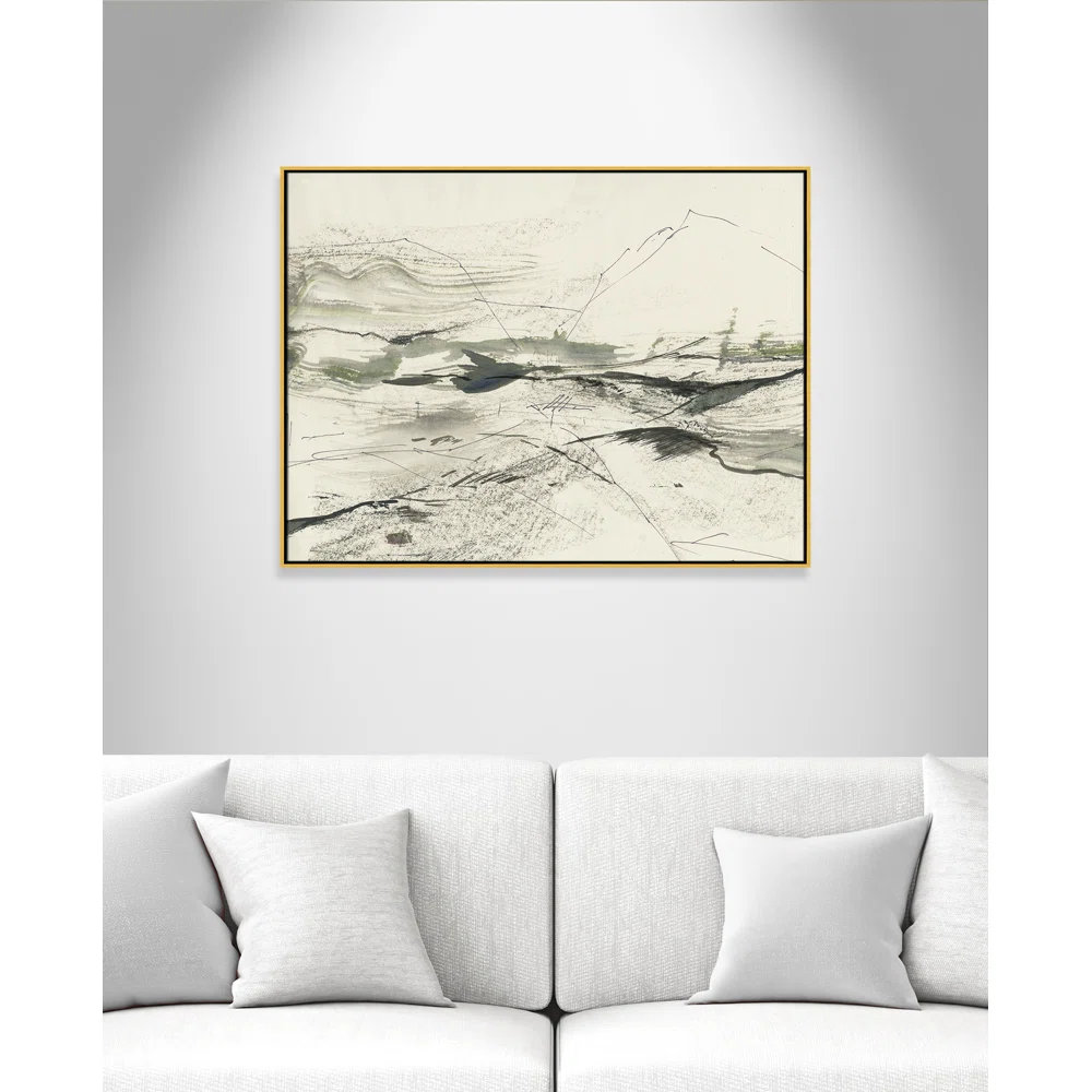 Green Sketches Print by PI Studio, 37.5" H x 49.5" W x 2" D, Gold Floater Framed, No Mat