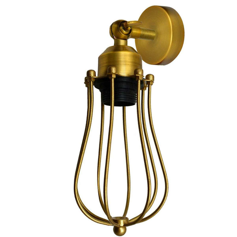 Bomar Adjustable Arm Sconce with Cage Shade – Vintage Traditional Wall Light for Living Rooms, Bedrooms, and Hallways., Gold