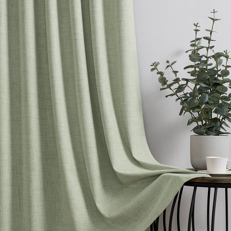 Ensemble de 2 panneaux de rideaux occultant en toile de jute 100% Leming, L 52 po x L 63 po, Vert sauge
