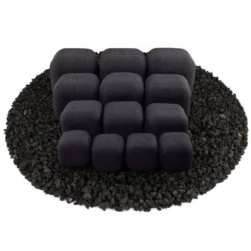 6'' Square Ceramic Fire Pit Accessory, Midnight Black