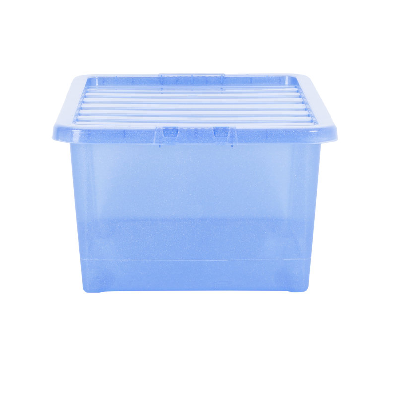 Wham Crystal 45L Plastic Storage Box Pack of 3 Tint Sparkle Blue