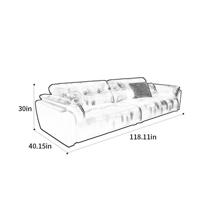 Canapé droit français, H 30 po x l 118,11 po x P 40,15 po, 4
