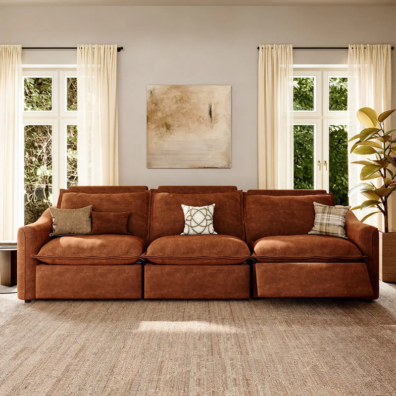Ergopals-Canapé inclinable électrique, 36" H x 121" W x 37.5" D, Brown
