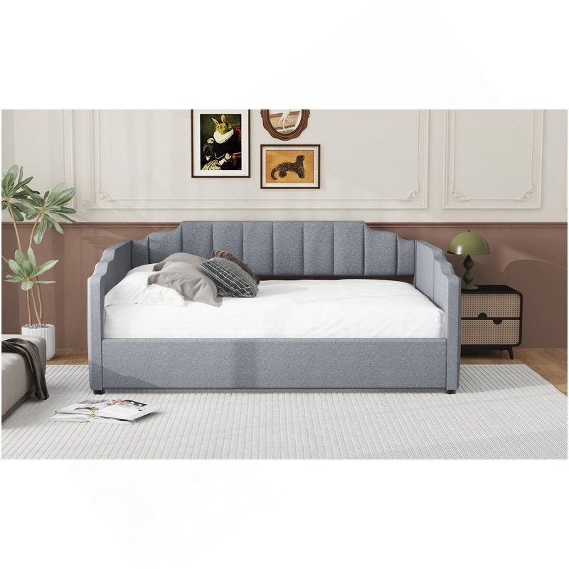 Upholstered Daybed With Underneath Storage,Full Size, Gray
