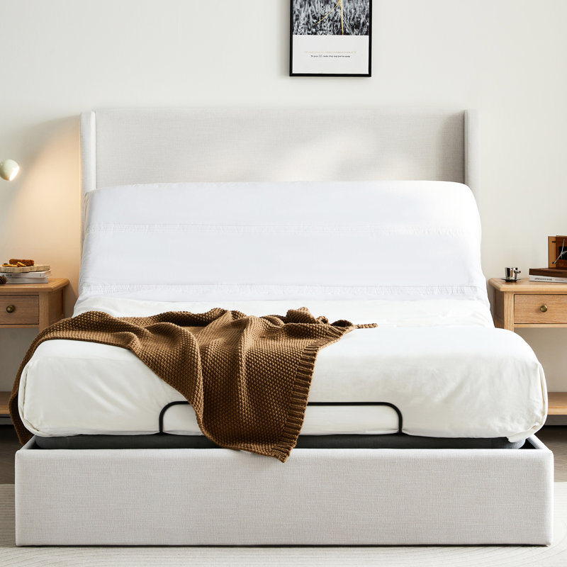 Grand lit réglable avec base électrique, télécommande sans fil et masseur, idéal pour la chambre à coucher