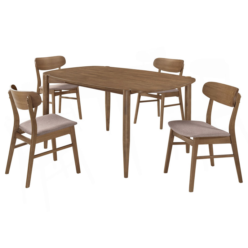 Ensemble de salle à manger en bois de noyer massif, 5 pièces: table, 4 chaises