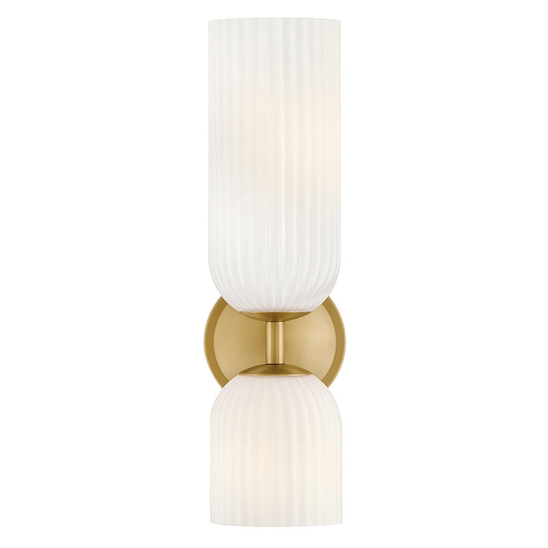Refined Two-Light Ribbed Glass Bath Vanity Sconce, White