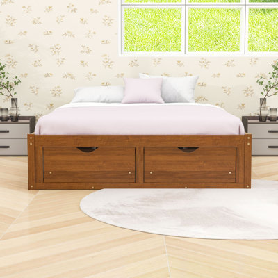 Wood Platform Bed with 6 Drawers