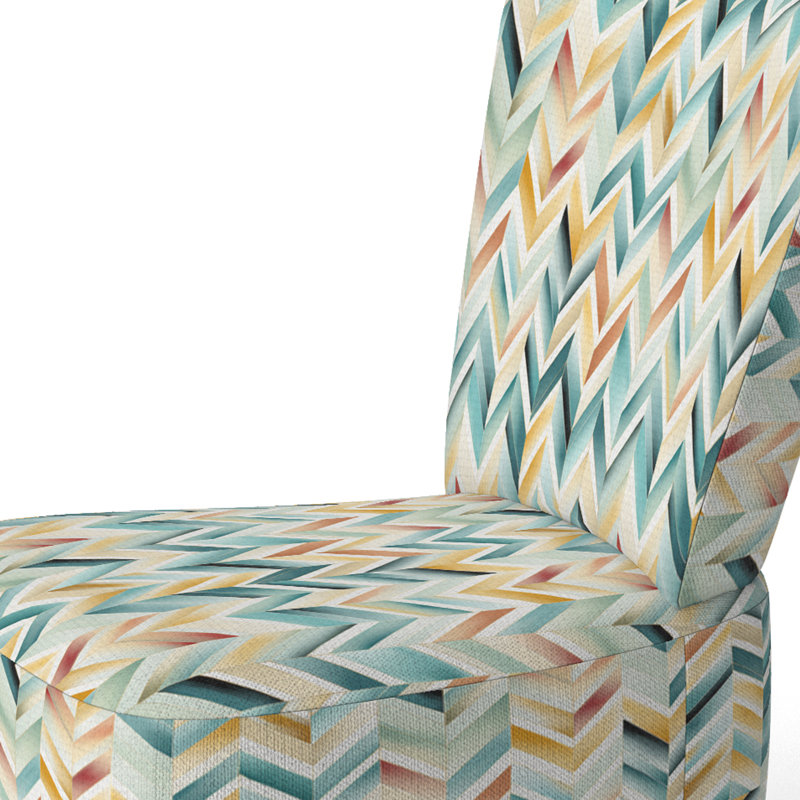 Chaise d'appoint large 27,5 po Roussel, Mélange de polyester beige / bleu / jaune