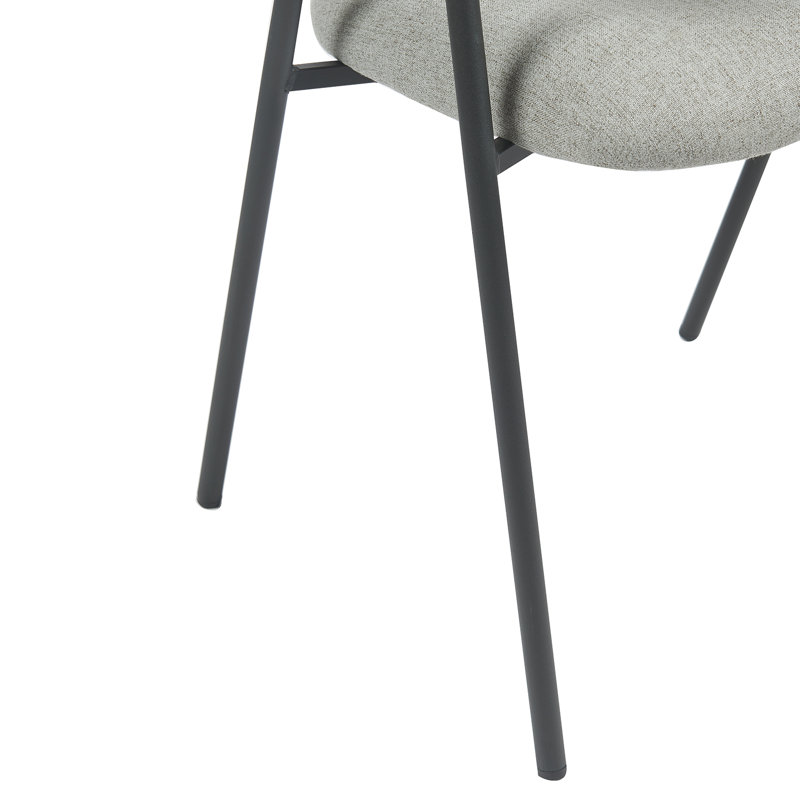 Noah Set of 2 Velvet Upholstered Dining Chairs with Black Metal Frame, Dark Grey