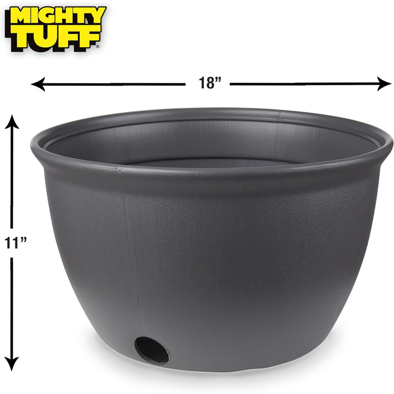 Gray Plastic Garden Hose Storage Pot, 100 ft Capacity