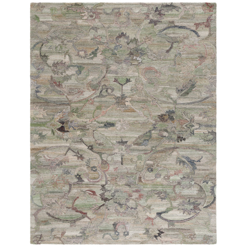 Lineberger Hand Tufted Floral Indoor Rug, Rectangle 8' x 10'