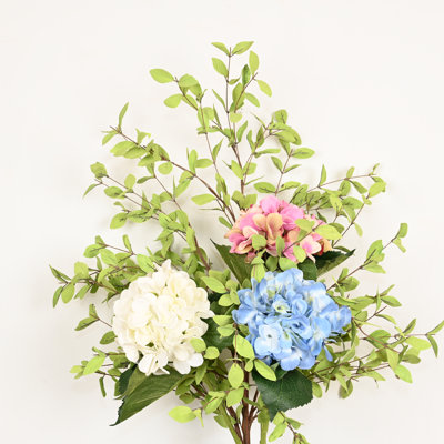 36" Artificial Hydrangea Floral Arrangement For Vase Filler, Farmhouse Greenery Eucalyptus Foliage Branch Long Stem Floral Bulk Bouquet For Wedding Party Home Office Table Centerpiece Shelf Decorations
