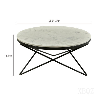 Table basse, plateau en marbre blanc avec base en fer noir complexe, design moderne glamour, idéal pour les espaces de vie chics