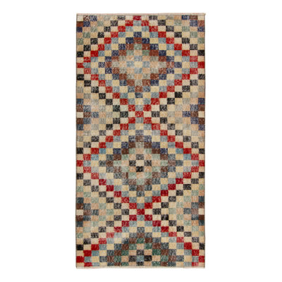 One-of-a-Kind Rectangle 2'8" X 5'3" 1960s Wool Area Rug in Beige/Brown/Red/Black