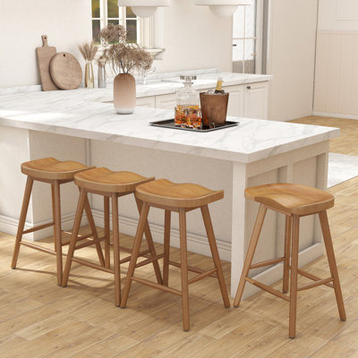 24.25" H Backless Solid Wood Counter Stool with Footrest (Set of 4)