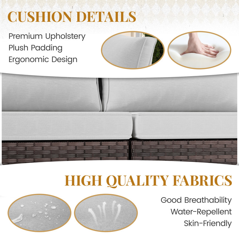Causeuse de patio avec causeuse et table basse carrée, Beige
