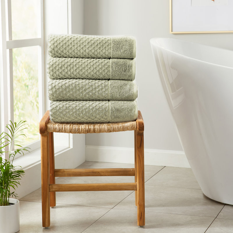 Ensemble de serviettes 100% coton ultra doux et absorbant, Vert pâle, Serviettes de bain - paquet de 4