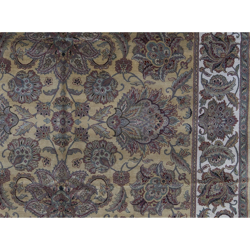 Hand-Knotted High-Quality Beige Square Area Rug