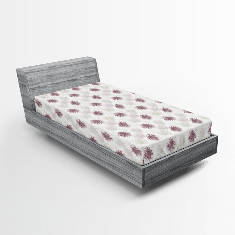 Drap-housse Ambesonne, Aubergine, blanc, gris pâle / floral, Drap-housse simple TG