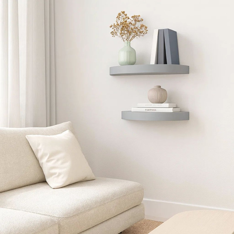 Ensemble de 2 tablettes murales Phoebs, Gris