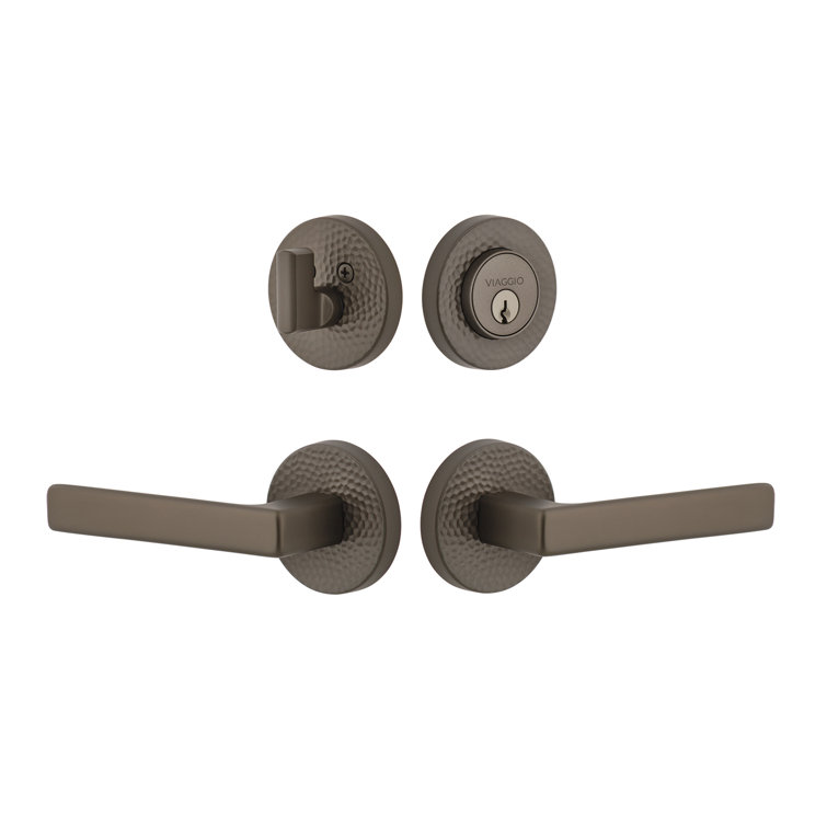 Viaggio Circolo Hammered Texture Rosette Complete Entry Set with Lusso Lever
