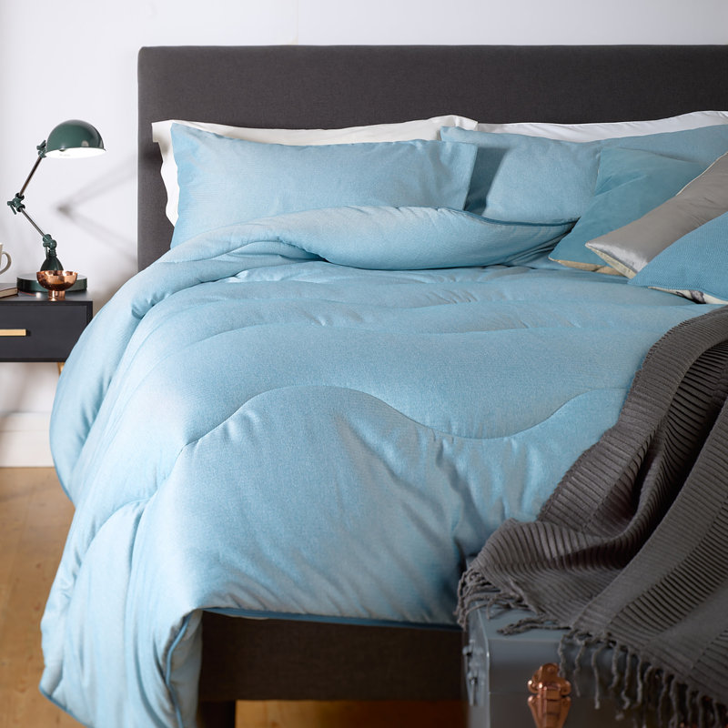 Édredon de couette tout-en-un Herringbone, Édredon grand, Bleu fjord