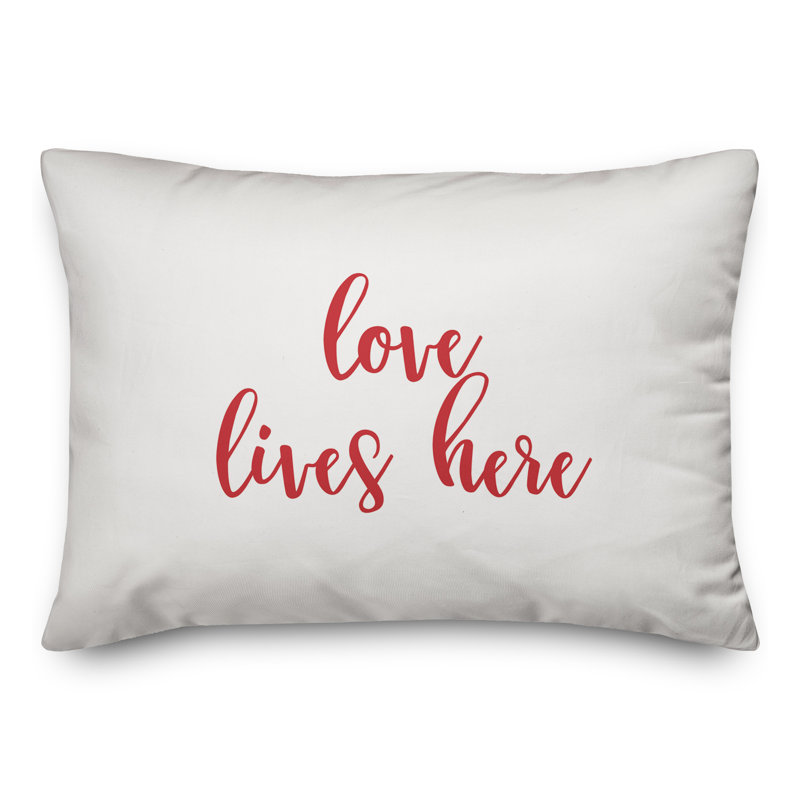  Coussin Love Lives Here, Rouge / Blanc