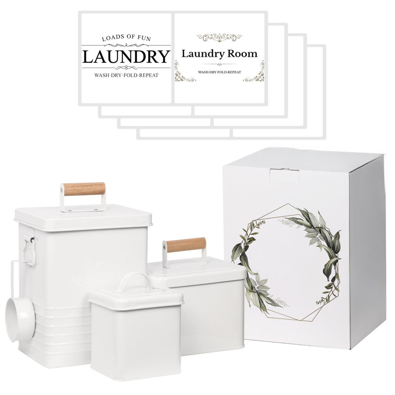 Ensemble de rangement et rangement pour salle de lavage 3 pièces | Décor de salle de lavage moderne de style campagne moderne | Panier à linge