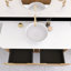 48 po Meuble-lavabo mural flottant à simple cuve en bois naturel avec plateau en marbre artificiel blanc-535989327