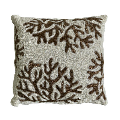White MARCUS Beaded Throw Pillow