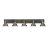 Oxbridge 5 Light Bath Bar Shown With 7" Cone Metal Shades