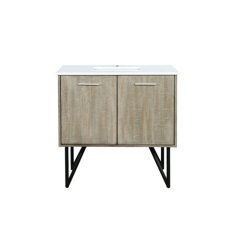 Fairfield Rustic Acacia Single Bath Vanity, White Quartz, 80"