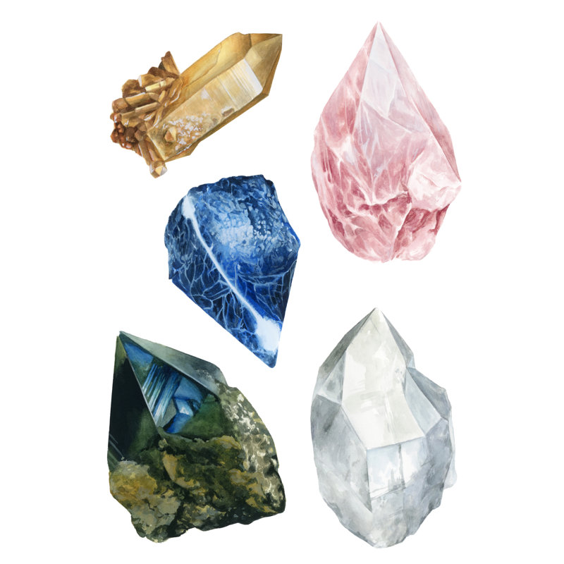 Healing Crystals I by Grace Popp - Wrapped Canvas Painting, 91cm H x 61cm W x 3.8cm D