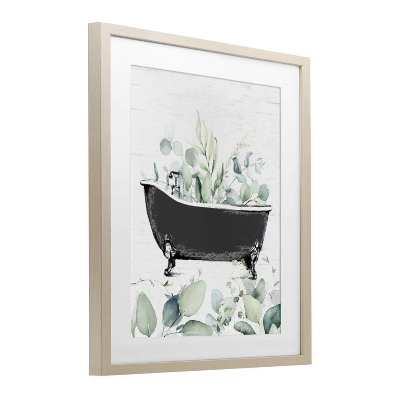 «Eucalyptus Leaves Bathaign», reproduction encadrée sous verre, Brun, H 16 po x l 13 po