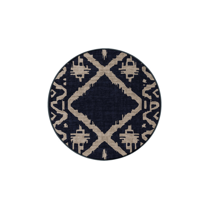 Machine Washable Gray Area Rug, Round 5'