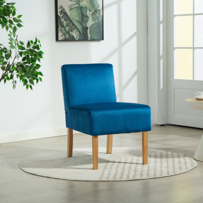 Corina Velvet Fabric Armless Accent Chair
