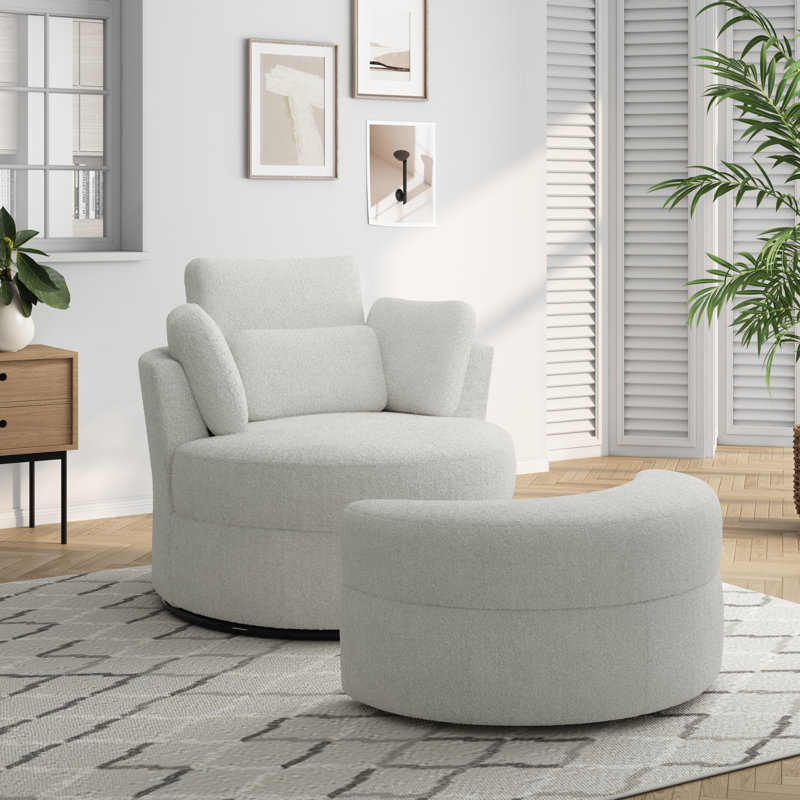 Chaise longue rembourrée avec coussin Niama, Mélange de polyester ivoire