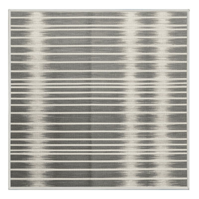 Washable Silver White Striped Area Rug