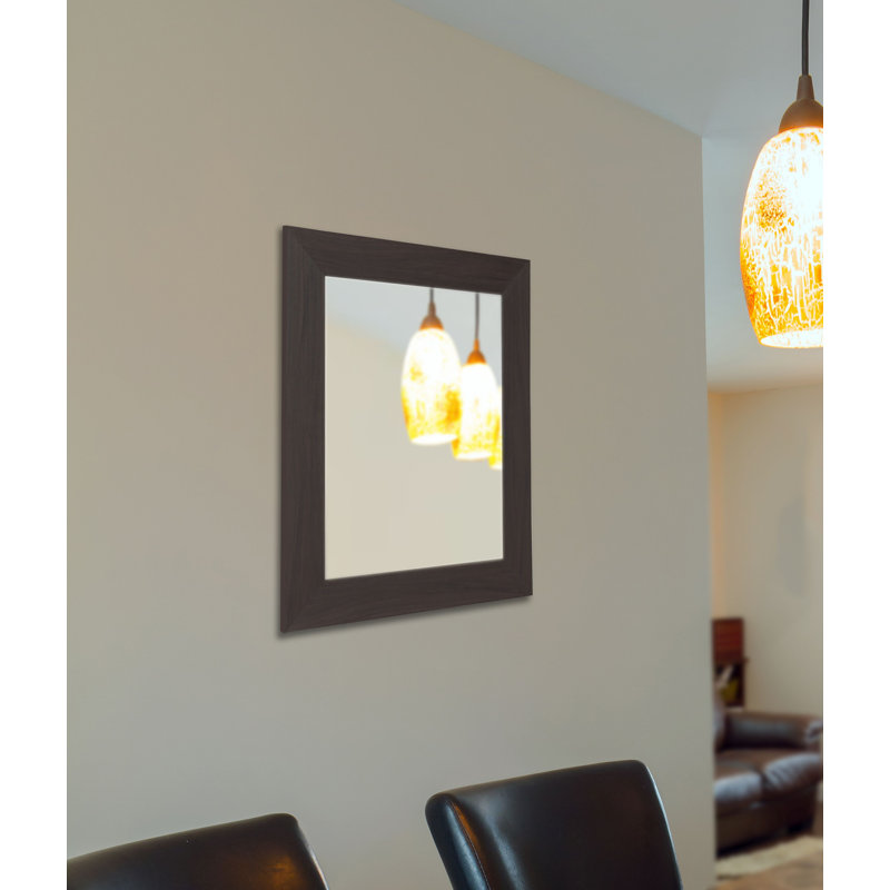 Miroir mural moderne et contemporain, H 38,5 po x l 32,5 po, Noyer brun foncé
