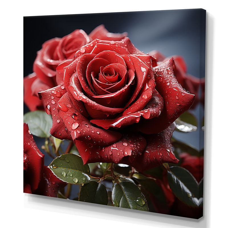 «Crimson Rose Passion II», reproduction sur toile, Toile tendue, H 36 po x l 36 po