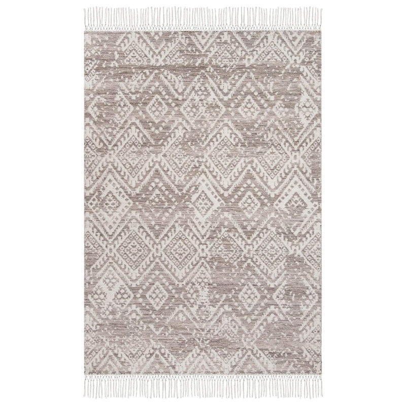 Tapis brun en laine tissé à la machine Darique, Rectangle 9 pi 10 po x 13 pi 2 po
