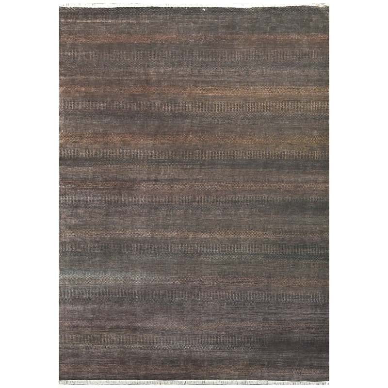 Tapis noir et cuivre noué à la main de haute qualité
