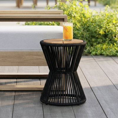 Table d'appoint d'extérieur Nara en bois d'acacia et corde tissée