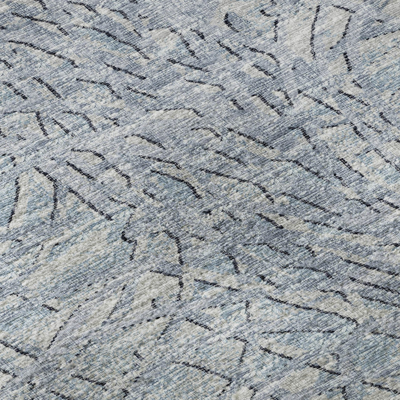 Premium Machine Washable Mayfield AMF35 Abstract Rug, 1'8" x 2'6", Blue