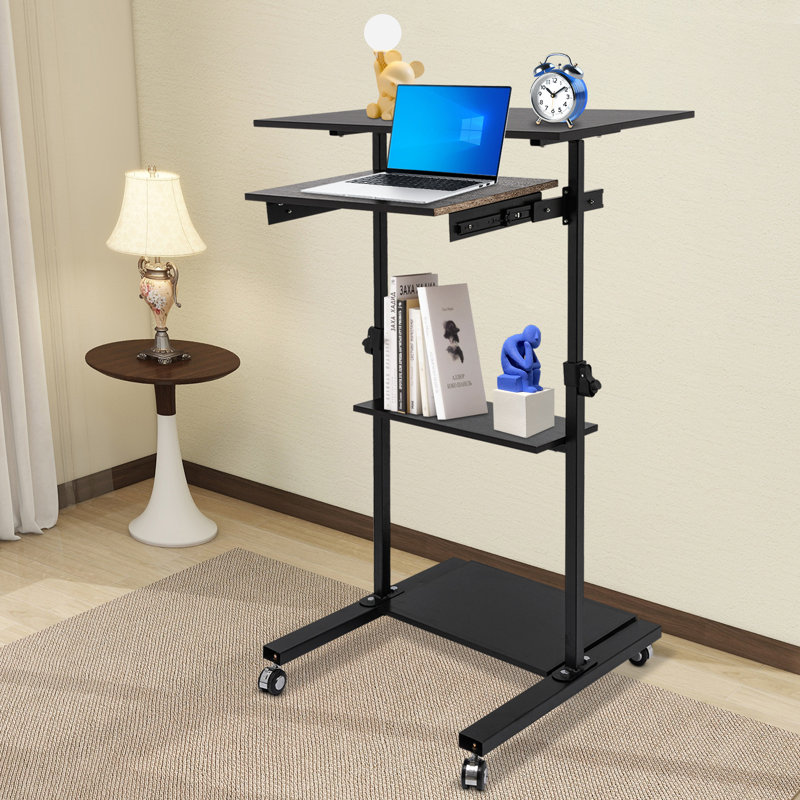 Standing Black Computer Desk 32” With Caster Rails